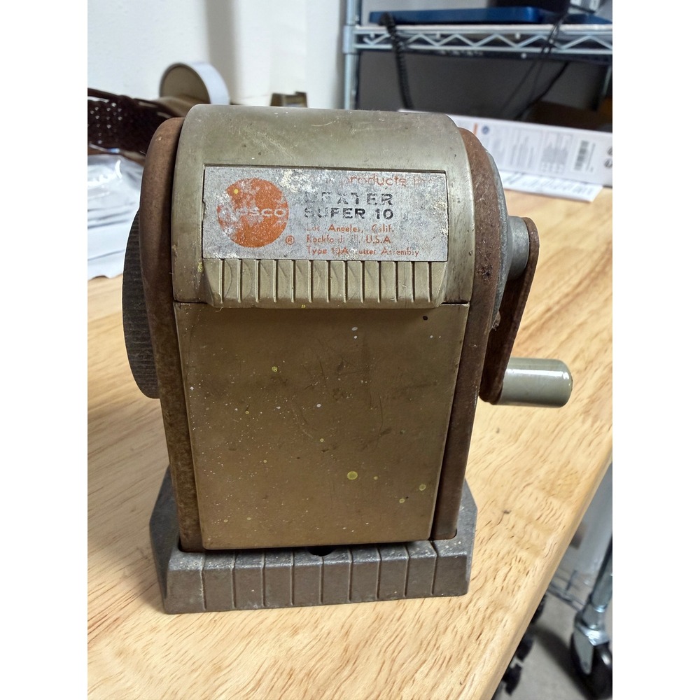 VTG Apsco‎ Dexter Super 10 Industrial Manual Crank Pencil Sharpener Wall or Desk